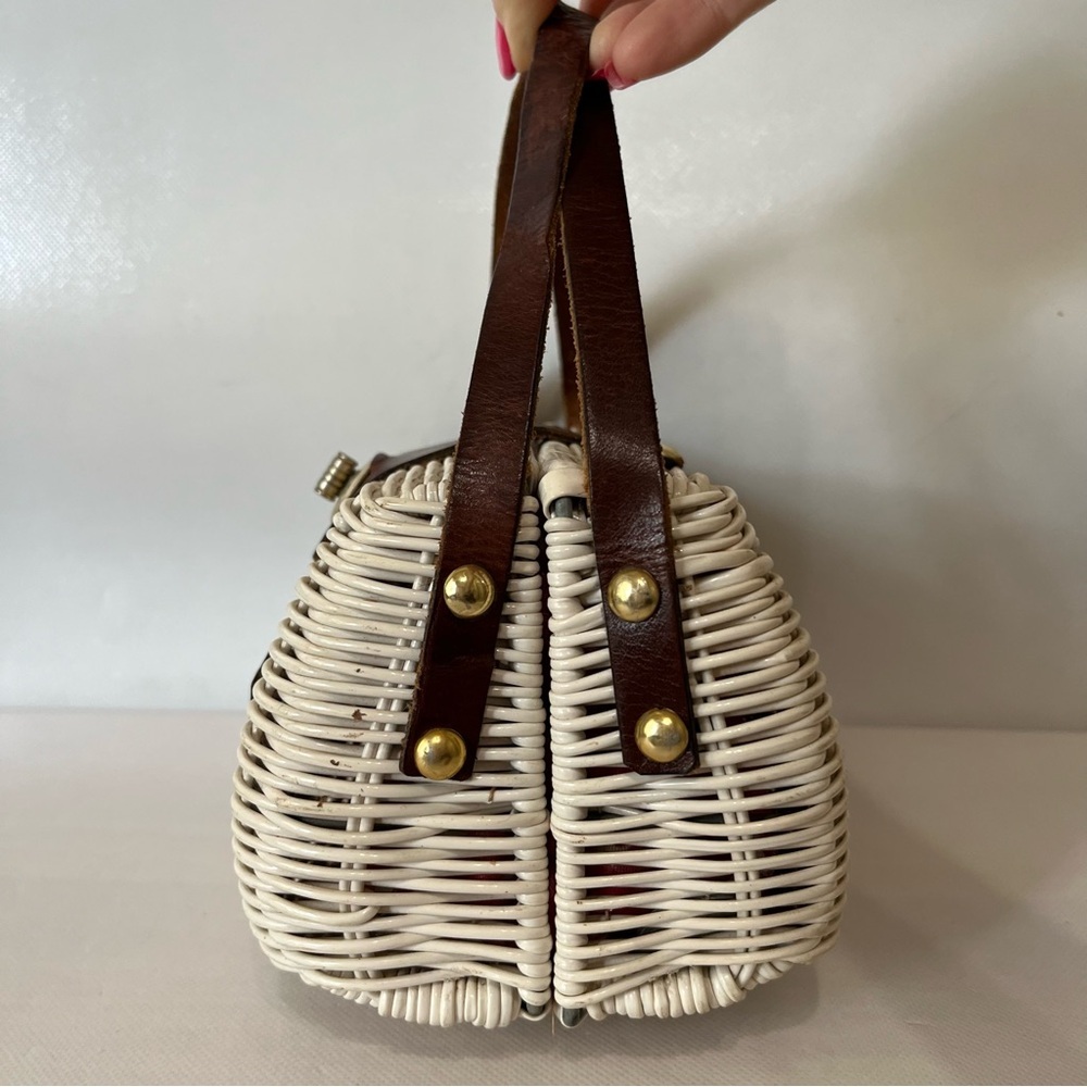 Vintage Mini White Wicker Bag - Picture 3 of 10